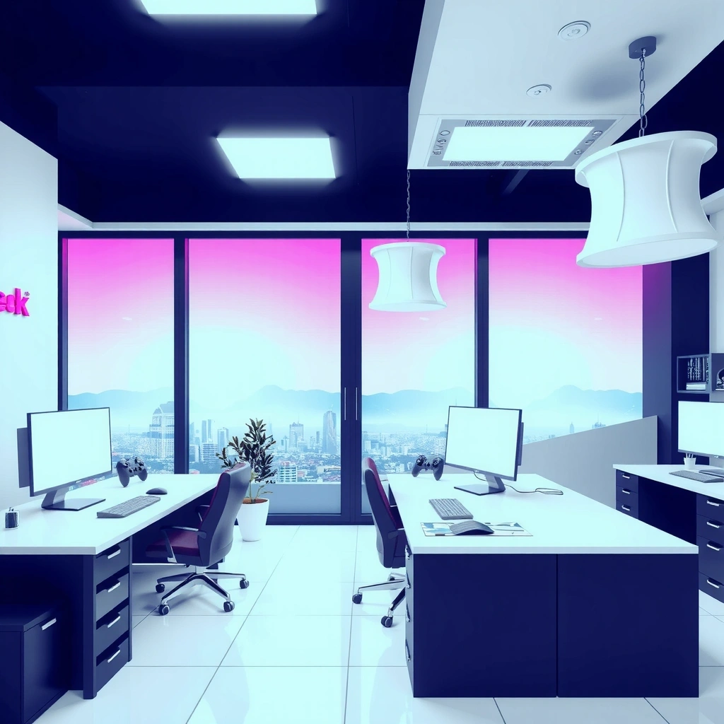 Gaming studio office contact background